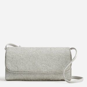 J.Crew Silver Beaded Convertible Clutch Purse